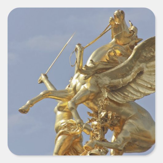 Pegasus standbeeld van de Alexander III bridge-bru Vierkante Sticker (Voorkant)