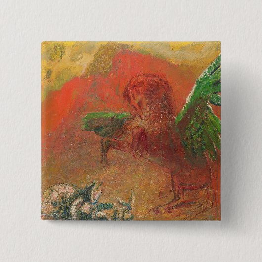 Pegasus Triumphant Vierkante Button 5,1 Cm (Voorkant)