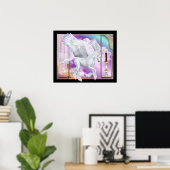 Pegasus Unicorn Window Scene Poster (Thuiskantoor)