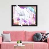 Pegasus Unicorn Window Scene Wrapped Canvas (Insitu (Woonkamer))