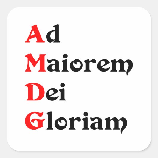 Pegatina AMDG, Ad Maiorem Dei Gloriam Vierkante Sticker (Voorkant)