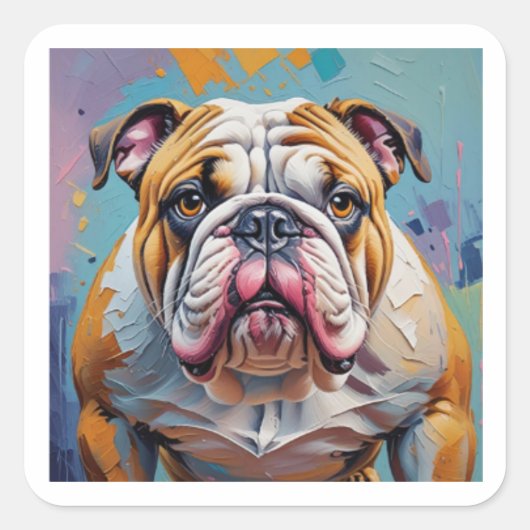 Pegatina Bulldog Vierkante Sticker (Voorkant)