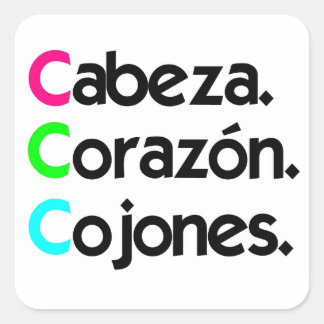 Pegatina "Cabeza Corazón Cojones" Vierkante Sticker