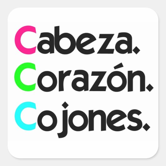 Pegatina "Cabeza Corazón Cojones" Vierkante Sticker (Voorkant)