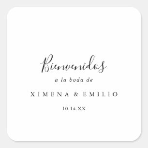 Pegatina Cuadrada Bienvenida de Boda Española Vierkante Sticker