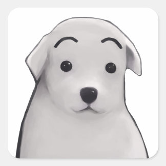 Pegatina de perrito sorprendido  vierkante sticker