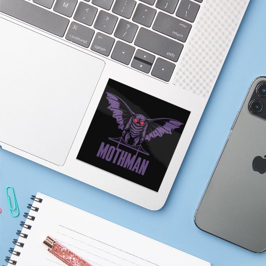 Pegatina de vinilo con forma personalizada mothman sticker (Laptop met iPhone)