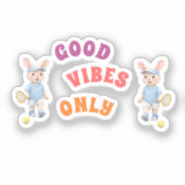 Pegatina Ovalada Cute Bunny School Name Label (Voorkant)