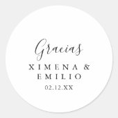 Pegatina Redonda Sencilla de Boda Española Ronde Sticker (Voorkant)