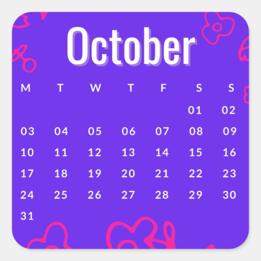 Pegatinas mes del año - October (S'C) Vierkante Sticker (Voorkant)