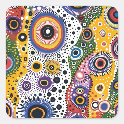 Pegatinas Psicodélicas Efecto Caleidoscopio Vierkante Sticker (Voorkant)