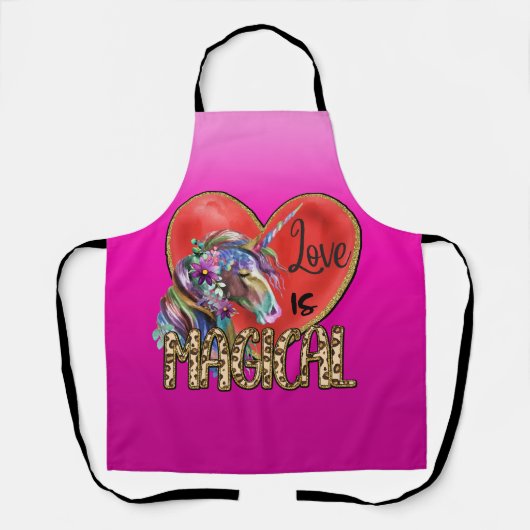 Peggy Ann Pink Love is Magical Kitchen Schort (Voorkant)