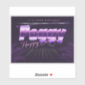 Peggy Nom Prénom lila retro Sticker (Feuille)