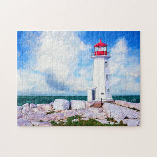 Peggys Cove Lighthouse - Nova Scotia Jigzaag Puzzl Legpuzzel