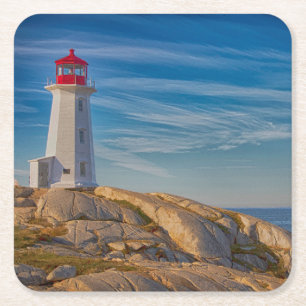 Peggy's Cove Lighthouse Vierkante Kartonnen Onderzetter