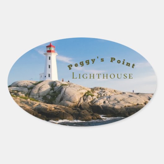 Peggys Point Lighthouse Atlantic Canada Ovale Sticker (Voorkant)