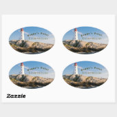 Peggys Point Lighthouse Atlantic Canada Ovale Sticker (Vel)