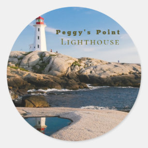 Peggys Point Lighthouse Atlantic Canada Ronde Sticker