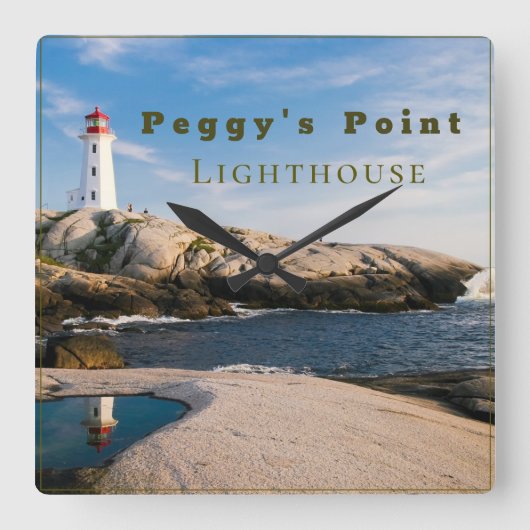Peggys Point Lighthouse Atlantic Canada Vierkante Klok (Voorkant)