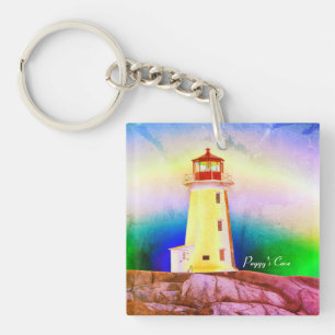 Peggy's vuurtoren met cove halifax Nova Scotia Can Sleutelhanger