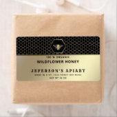 Peigne de miel moderne abeille en or Étiquette pot (En situation)