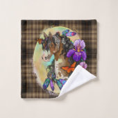 Peindre Cheval Mustang avec Iris et papillons (Gant de toilette)