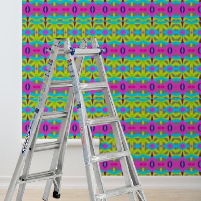 Peindre et coller papier peint gras rose bleu jaun (Créateur téléchargé)