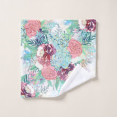 Peine de menthe rose mignonne et peinture florale  (Gant de toilette)