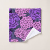 Peine et hydrangée en rose et violet (Gant de toilette)