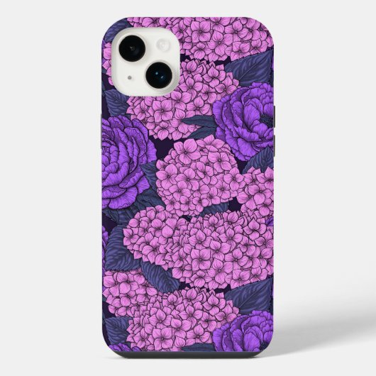 Peine et hydrangée en rose et violet (Verso)