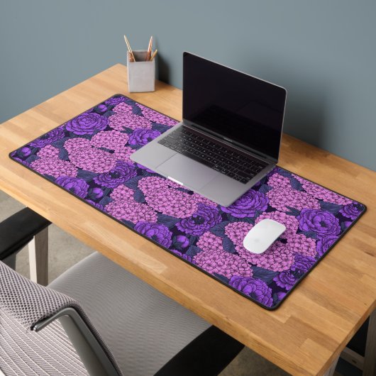 Peine et hydrangée en rose et violet (Bureau 2)
