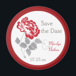 Peine rouge sur le mariage blanc Favor Magnet<br><div class="desc">Cette pivoine rouge sur blanc,  avec gris taupe enregistrer la date aimant correspond à l'invitation et d'autres éléments indiqués ci-dessous. S'il y a d'autres articles correspondants dont vous avez besoin,  veuillez m'envoyer votre demande par courriel à niteowlstudio@gmail.com.</div>