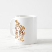 Peint à la main élégant avec la tasse de café (Devant gauche)