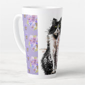Peint à la main Purple Tuxedo Chats Latte Mug (Angle gauche)