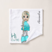 Peint à la main style dessin fille (Gant de toilette)