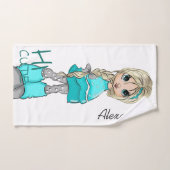 Peint à la main style dessin fille (Serviette à main)