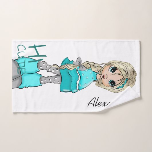 Peint à la main style dessin fille (Serviette à main)