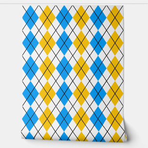 Peint Bleu jaune Jacquard blanc Diamant Design Papier pe