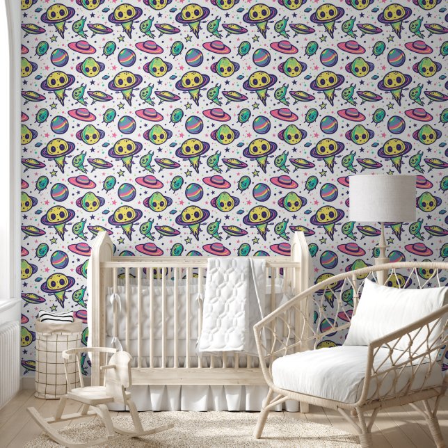 Peint Cool bébé espace extra-terrestre carrelage papier  (Enfants)