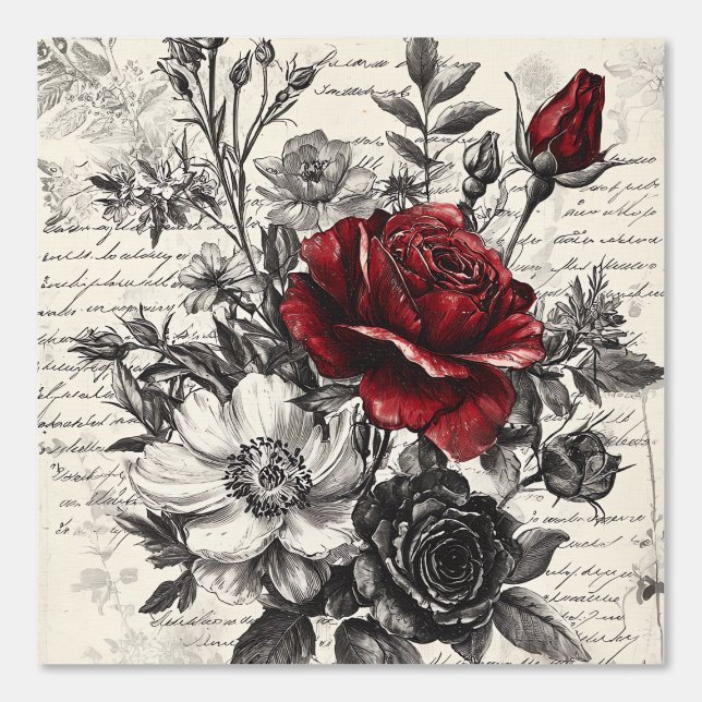 Peint Fleur rustique et calligraphie - Papier Brown viei (Recto)