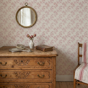 Peint Papier Chintz Élégant Rose Rouge Vintage