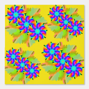 Peint Papier peel et bâton 4 - Jaune et Fleurs