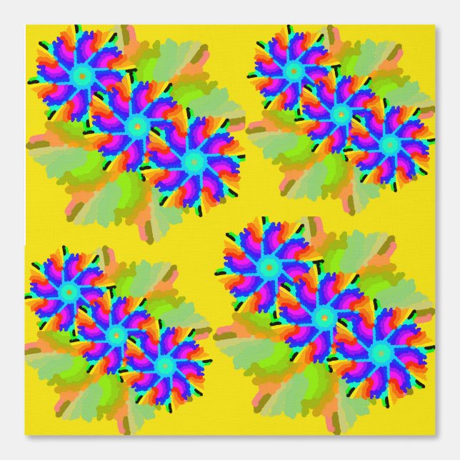 Peint Papier peel et bâton 4 - Jaune et Fleurs (Recto)