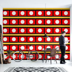 Peint Papier peel et bâton blanc Polka jaune rouge