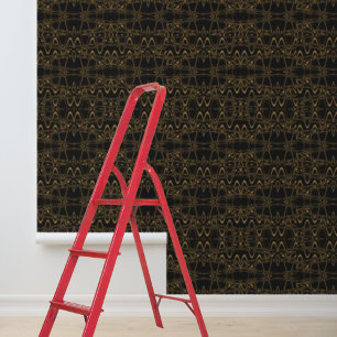 Peint Papier peigné et collé noir marron vagues motif