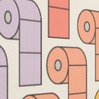 Peint rouleaux de papier toilette en kitschy 1950 couleu