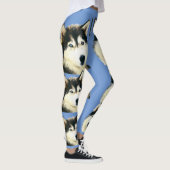 Peint Sibérie Husky Joli Leggings Bleus (Droite)