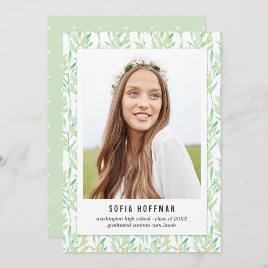 Peint Verdure Faire-part de graduation Invitation (Devant / Derrière)