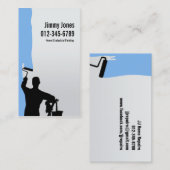 Peintre Rouleau Pinceau Carte de visite bleu (Devant / Derrière)