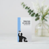 Peintre Rouleau Pinceau Carte de visite bleu (Debout devant)